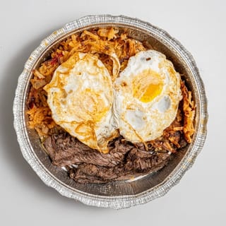 Hanger Steak with Two Eggs