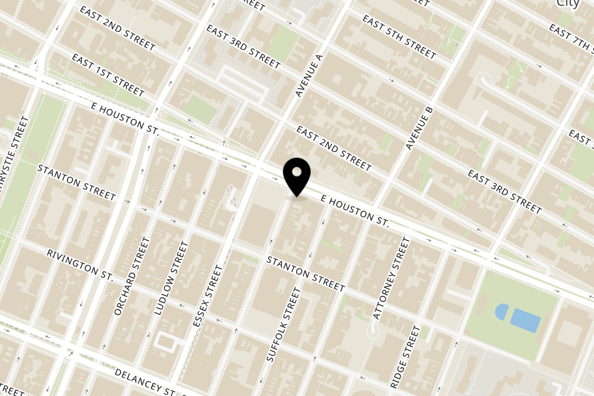 Map showing the location of Remedy Diner on 245 E Houston St in New York